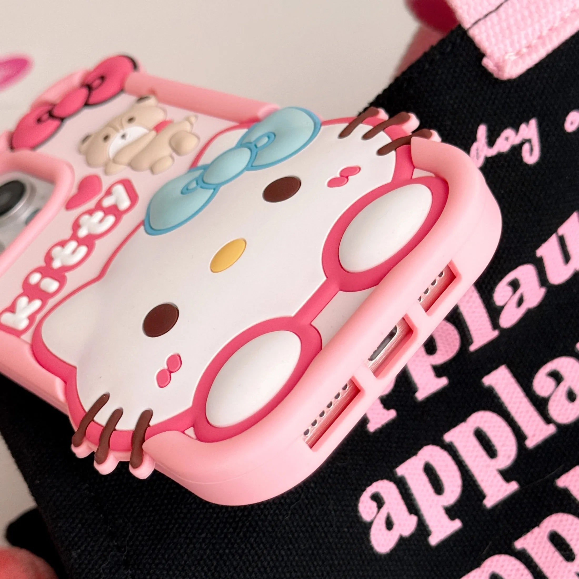 3D Cartoon Hello Kitty Bow Cat Doll Teddy Bear Case