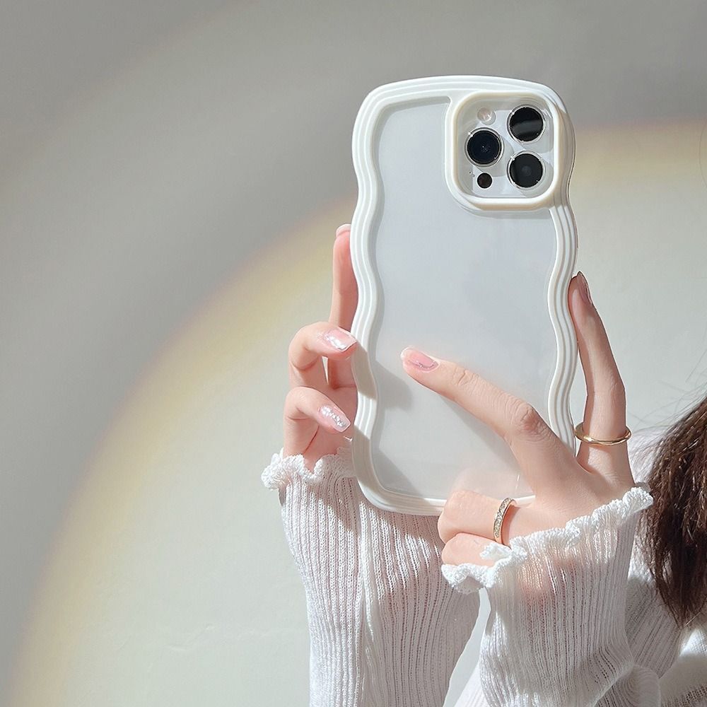 3D Curly Wave TPU Transparent Colorful Frame Bumper Case