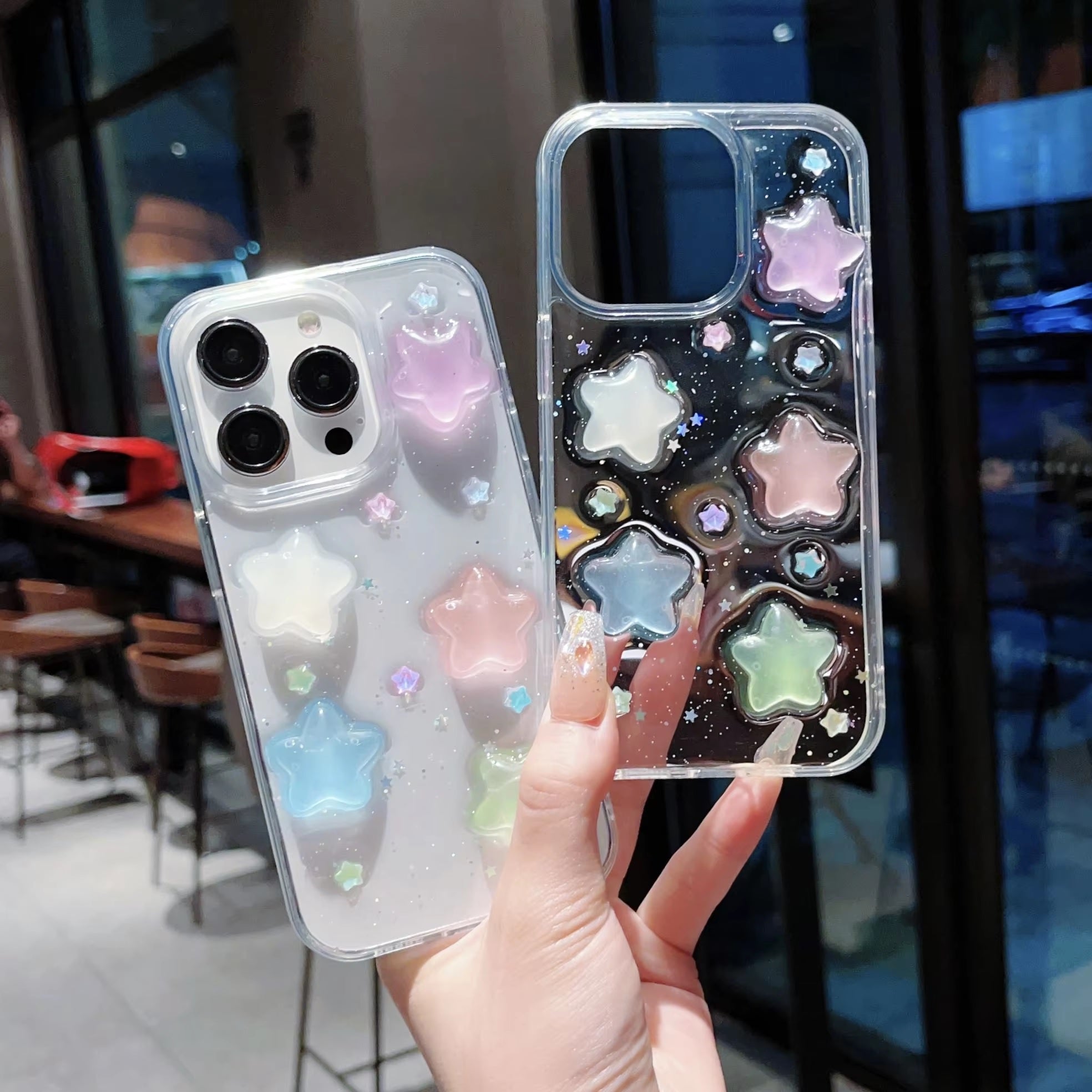 Luxury Translucent Colorful Cute Stars Resin Phone Case