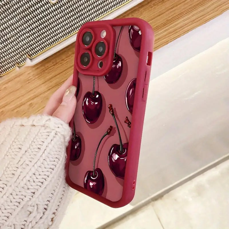 3D Hot Wild Red Cherry Wine Fruit Berry Cute Design Silicone Aesthetic Print Case