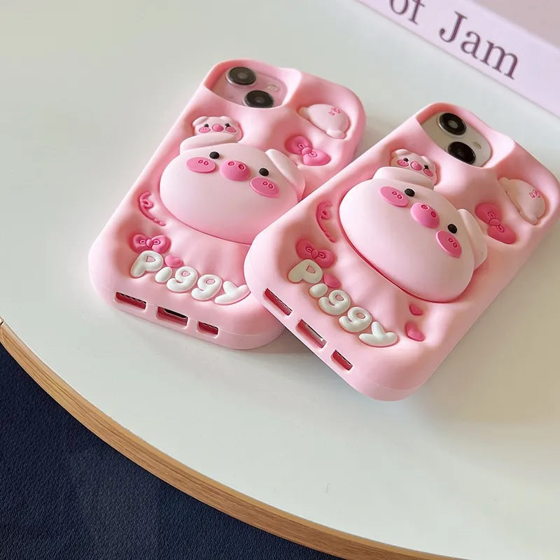 3D Cute Cartoon Pig Folding Pop Phone Holder Aesthetic Case