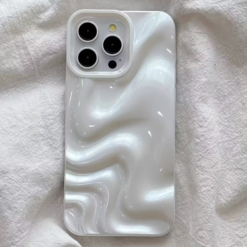 White Pearl Swirl Hot Minimalist Faux Wave Cute Design Aesthetic Glossy Case