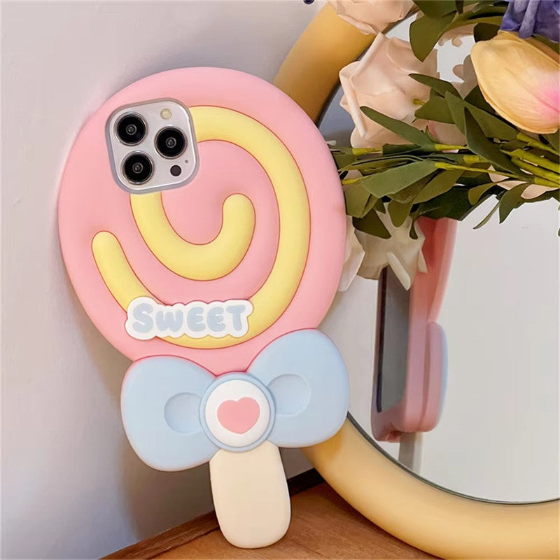 3D Cute Cartoon Lollipop Cotton Candy Sweetheart Pop Sweet Case