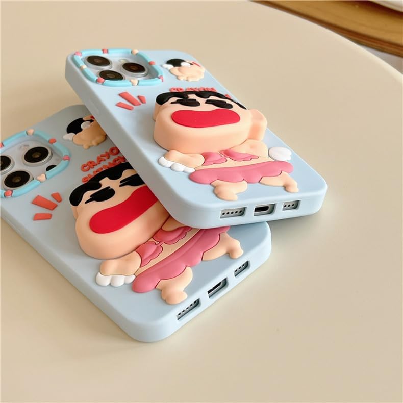 3D Cute Cartoon Crayon Shin-Chan Japanese Anime Cool Pop Phone Holder Kawaii Case