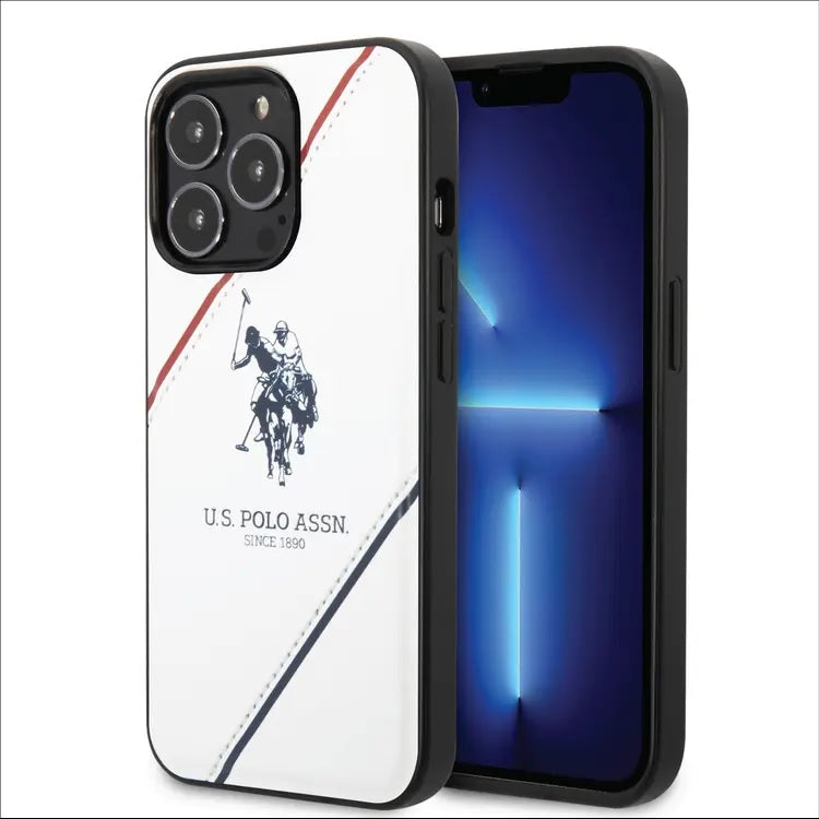 U.S. Polo Assn Double Horse Embossed Logo Protective PU Leather White Case