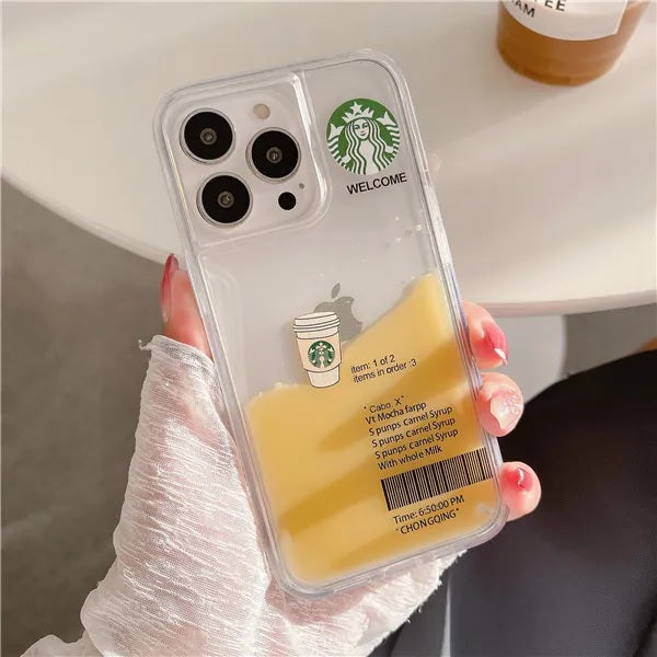 Starbuck Coffee Love Floating Quicksand Liquid Design Case