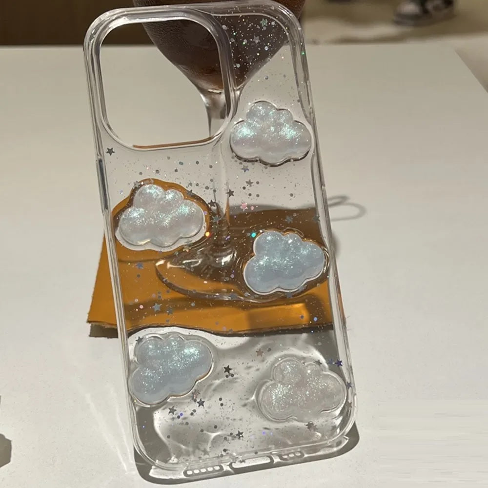 Luxury Translucent Dreamy Cloud Decor Resin Phone Case