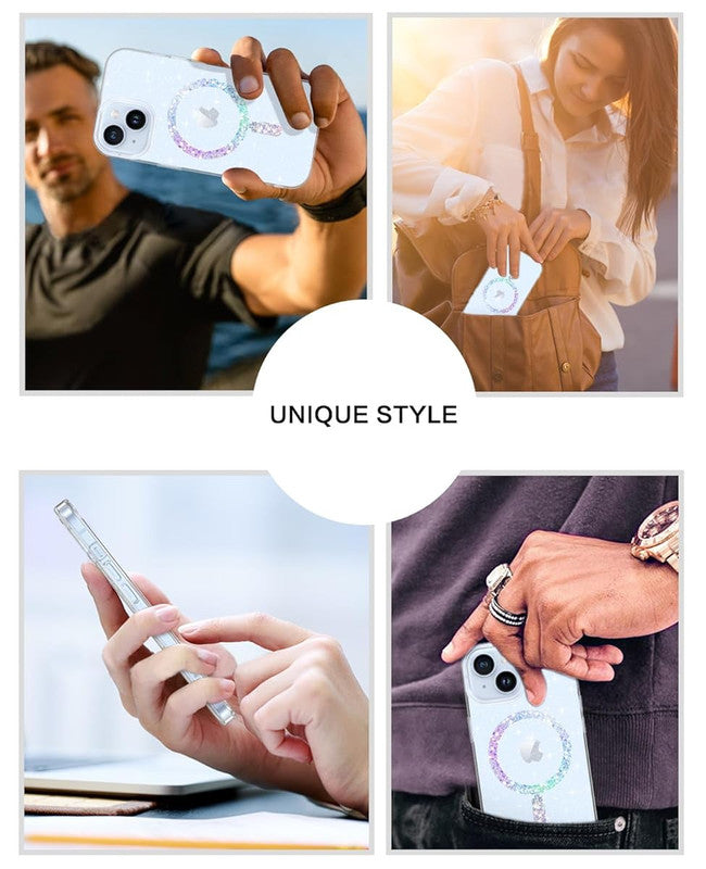 Magnetic Glitter Hard Crystal Clear Sparkle Bling Phone Case