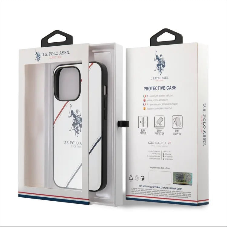 U.S. Polo Assn Double Horse Embossed Logo Protective PU Leather White Case
