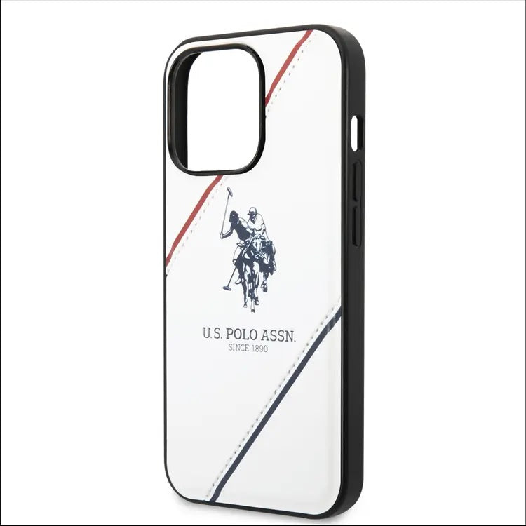 U.S. Polo Assn Double Horse Embossed Logo Protective PU Leather White Case