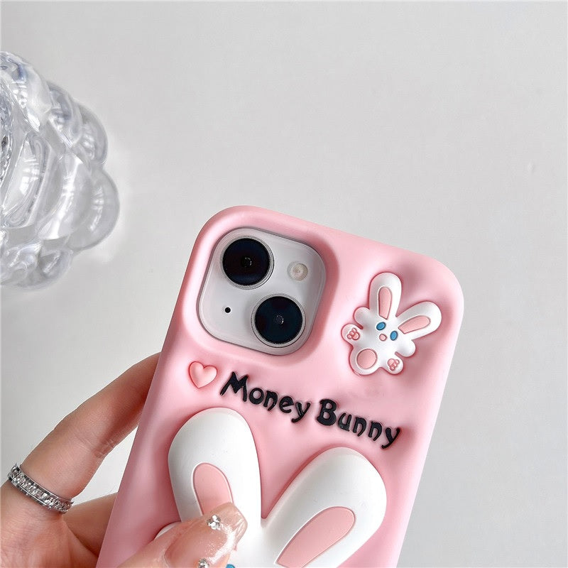 3D Cartoon Money Bunny Rabbit Cute Case with Holder