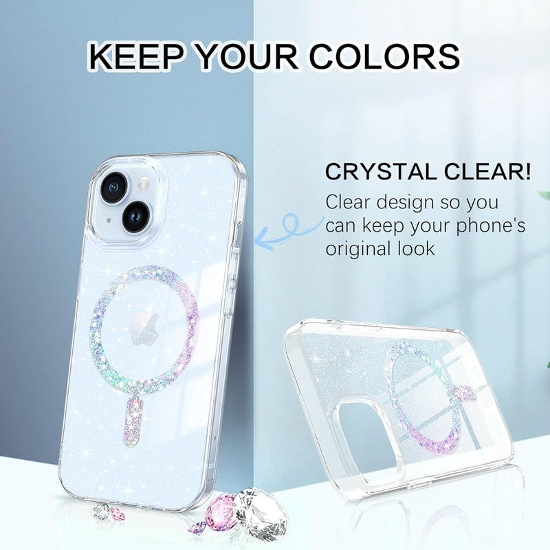 Magnetic Glitter Hard Crystal Clear Sparkle Bling Phone Case