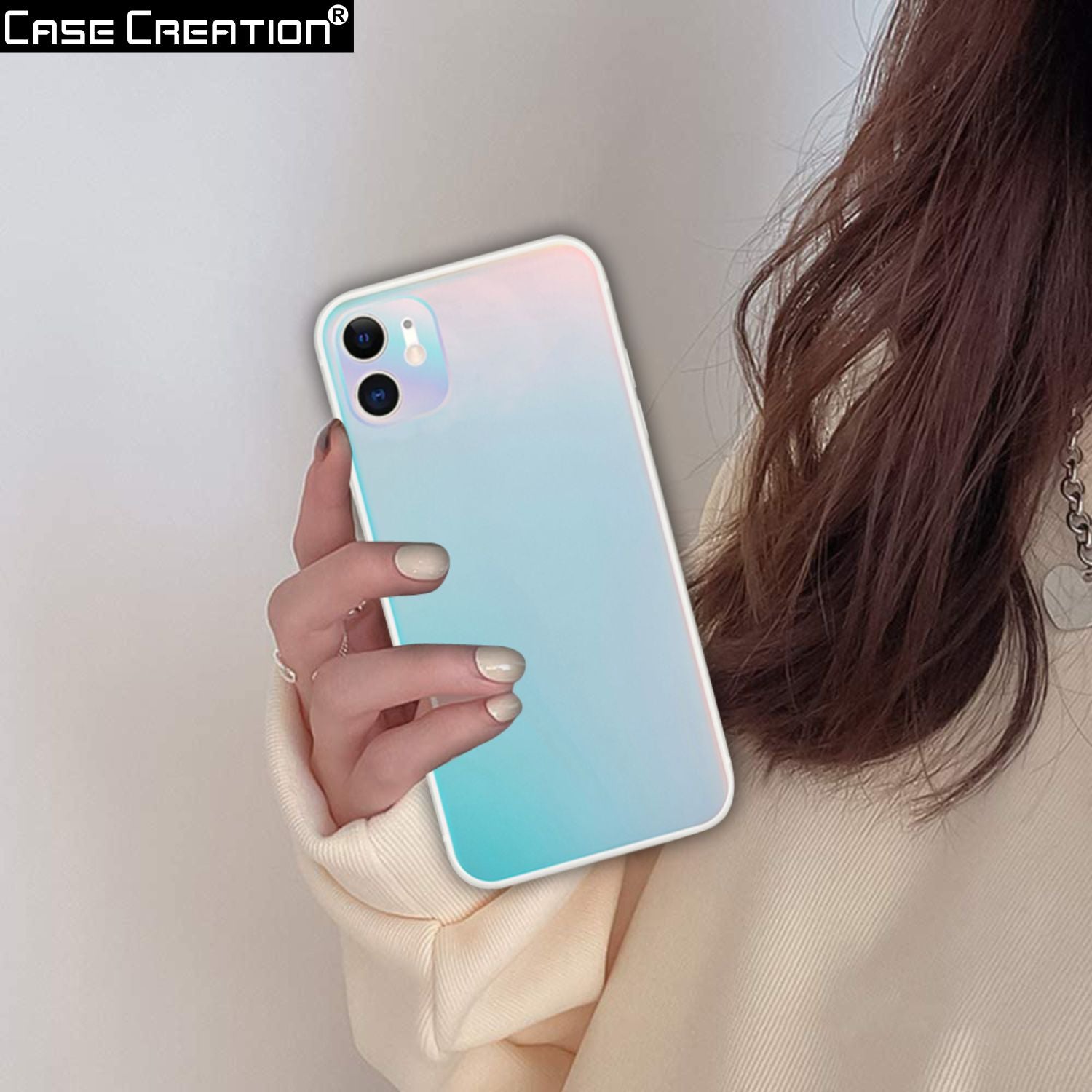 Holographic Clear Super Slim Apple 3D Color Changing Fashion Cool Reflective Hard Back Cover