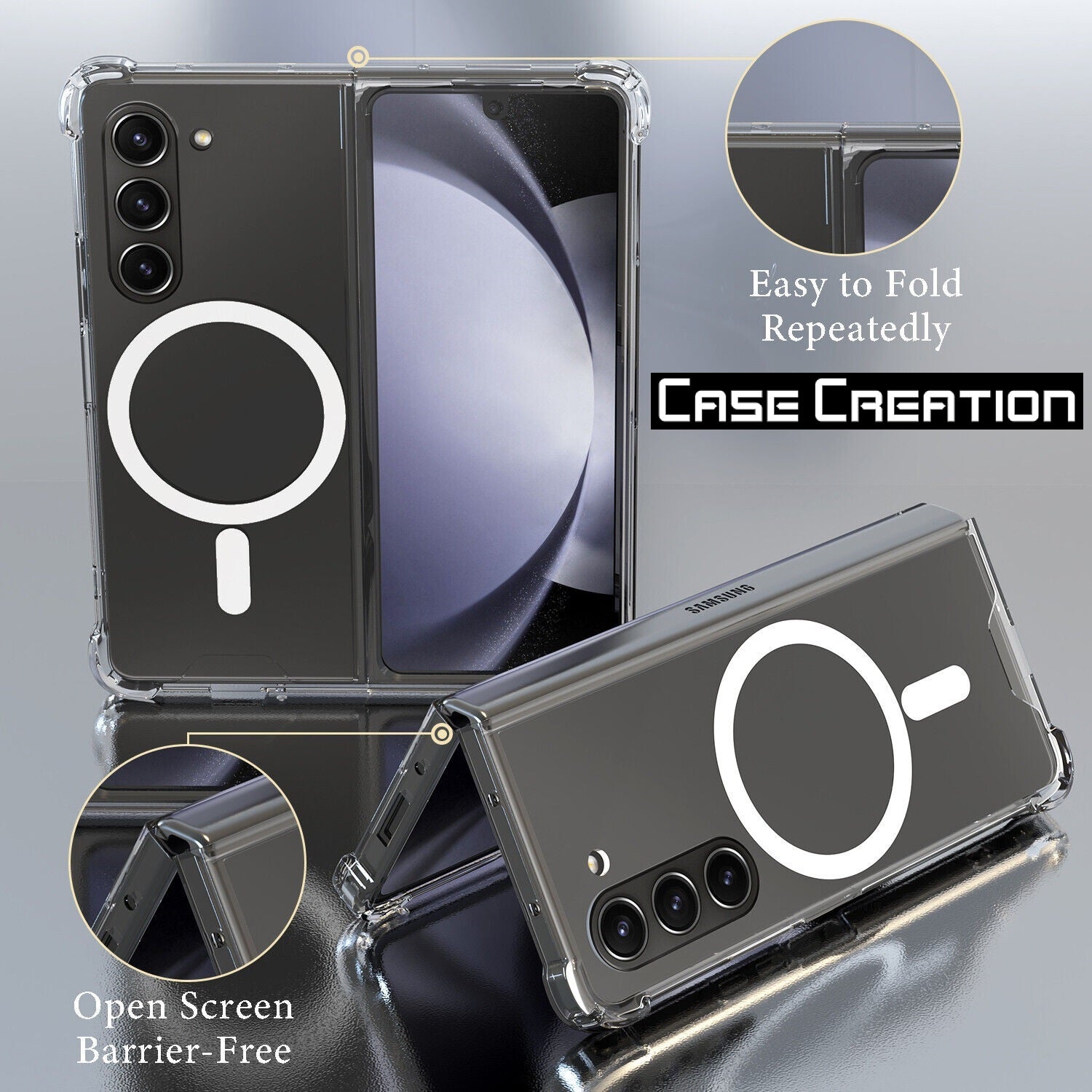 Magnetic MagSafe Samsung Transparent Clear TPU Case Supports Fast Wireless Charging