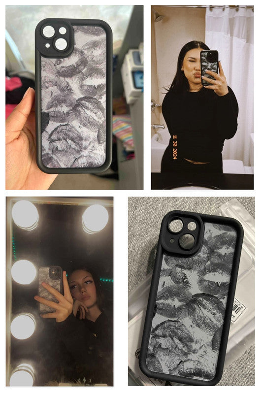 3D Hot Sexy Lips Retro Embossed Kiss| Love Black