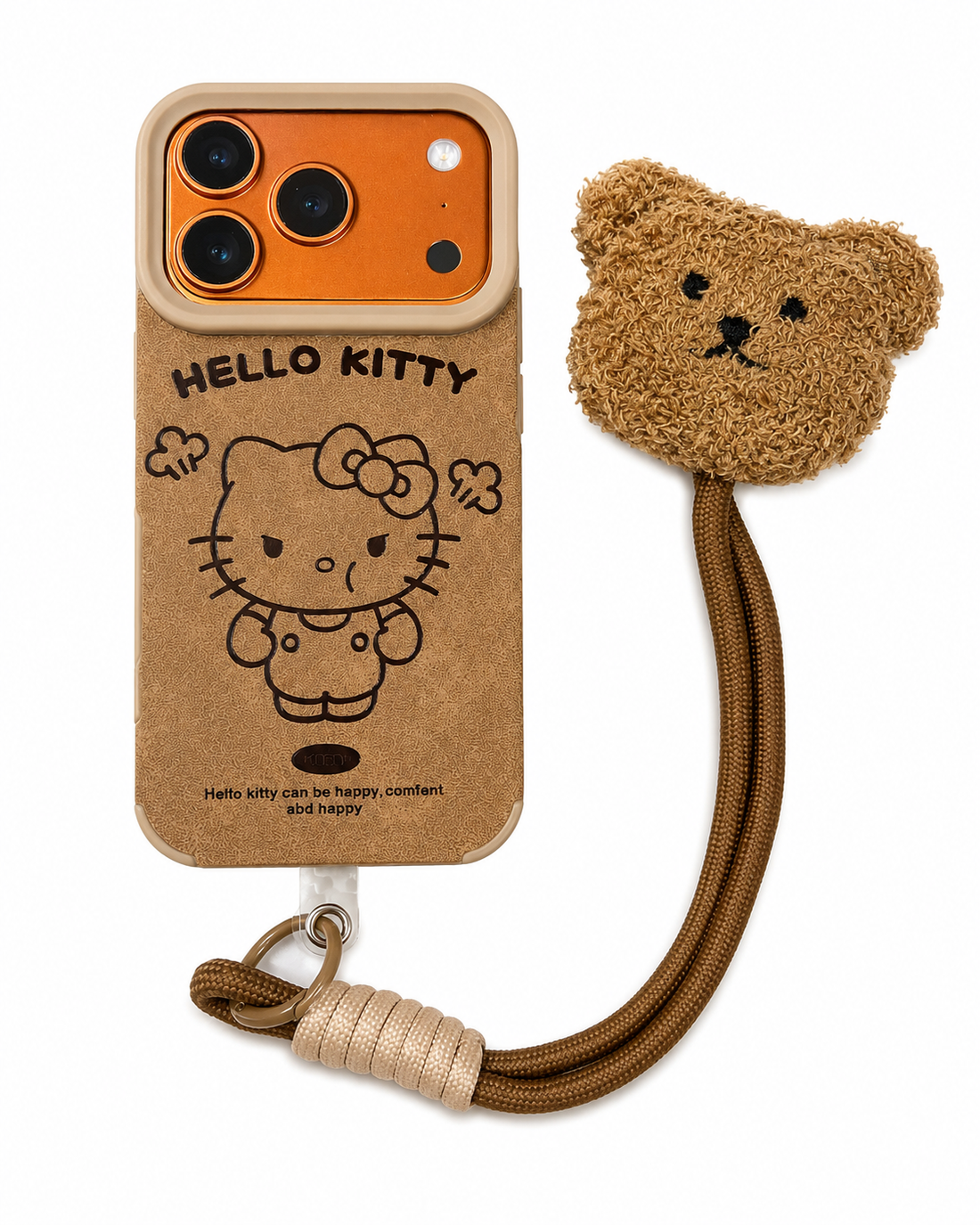Cartoon Doll Teddy Bear Phone Case Lanyard Kitty Brown With Charm Lanyard Teddy Push Wrist Strap Case