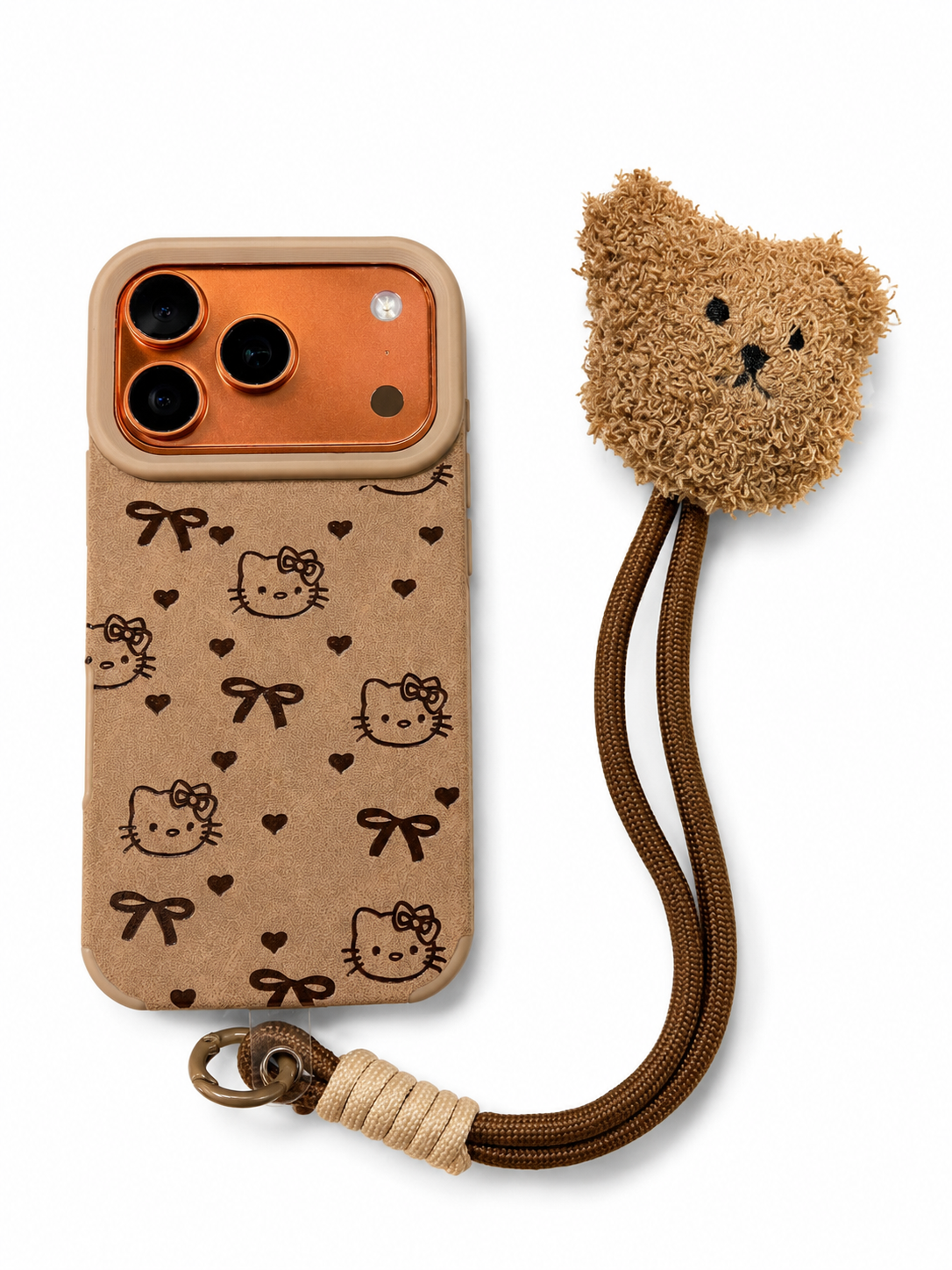 Cartoon Doll Teddy Bear Phone Case with Plush Teddy Lanyard Wrist Strap Cover