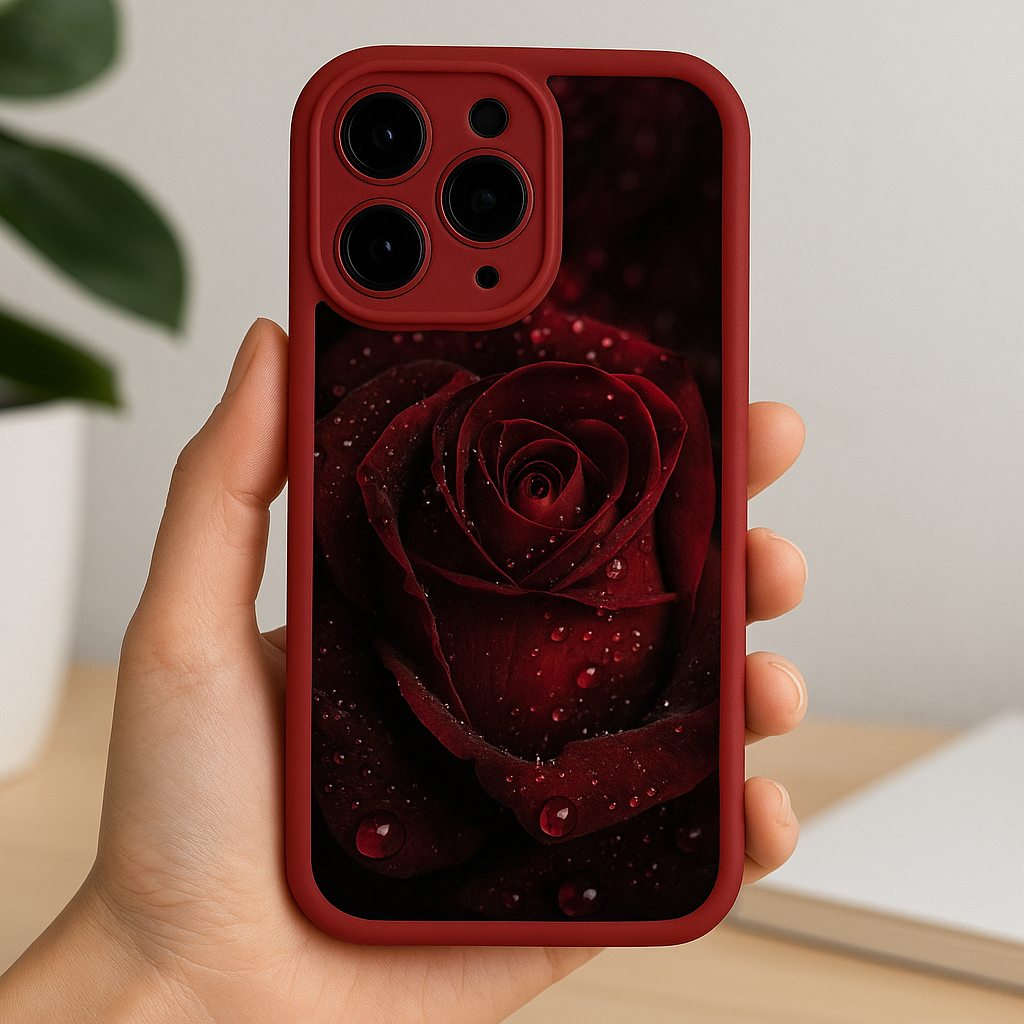 3D Cute Red Rose Water Gorgeous Raindrop Flower Cute Hot Design Aesthetic Print Cover