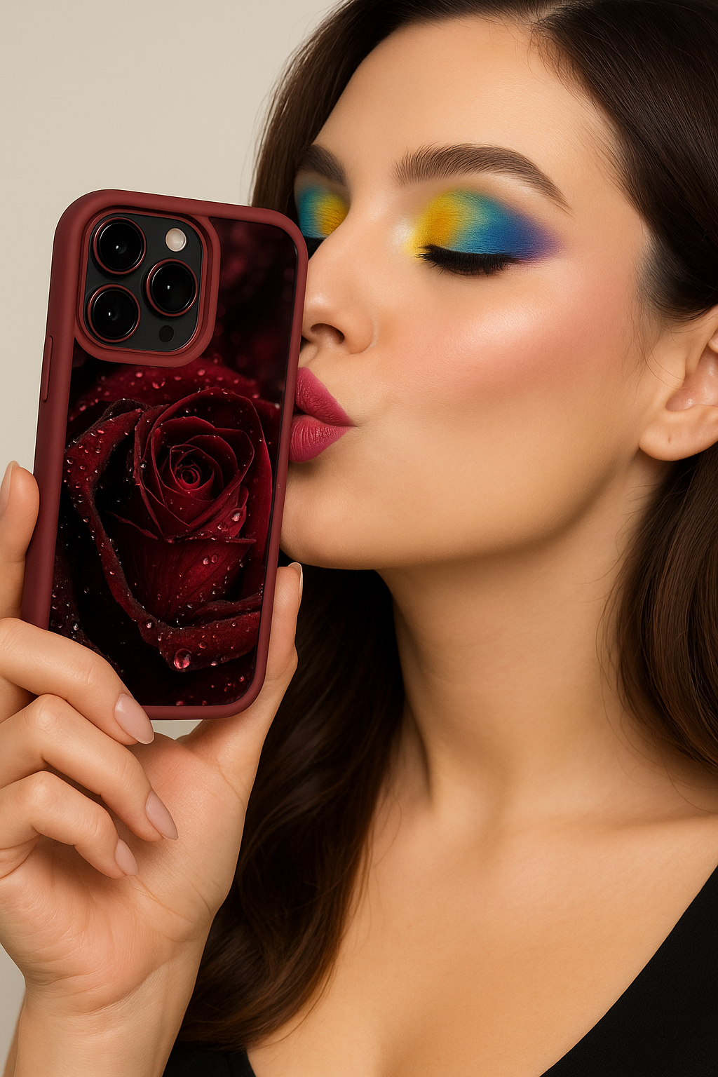 3D Cute Red Rose Water Gorgeous Raindrop Flower Cute Hot Design Aesthetic Print Cover