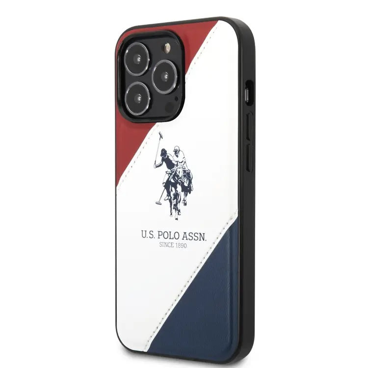 U.S. Polo Assn Double Horse Embossed Logo Protective PU Leather Tricolor Case