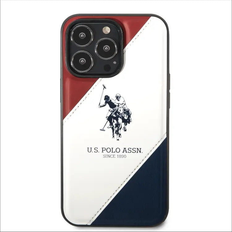 U.S. Polo Assn Double Horse Embossed Logo Protective PU Leather Tricolor Case