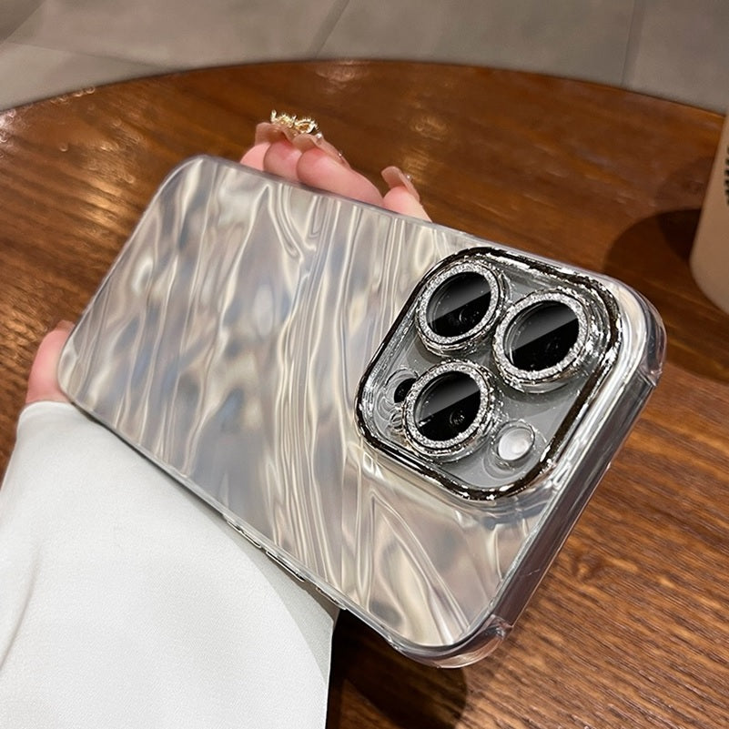 Hot Diamond Laser Gradient Glitter Camera Lens Protection Colorful Phone Shell Silver Case
