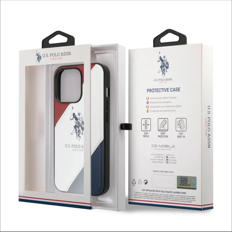 U.S. Polo Assn Double Horse Embossed Logo Protective PU Leather Tricolor Case