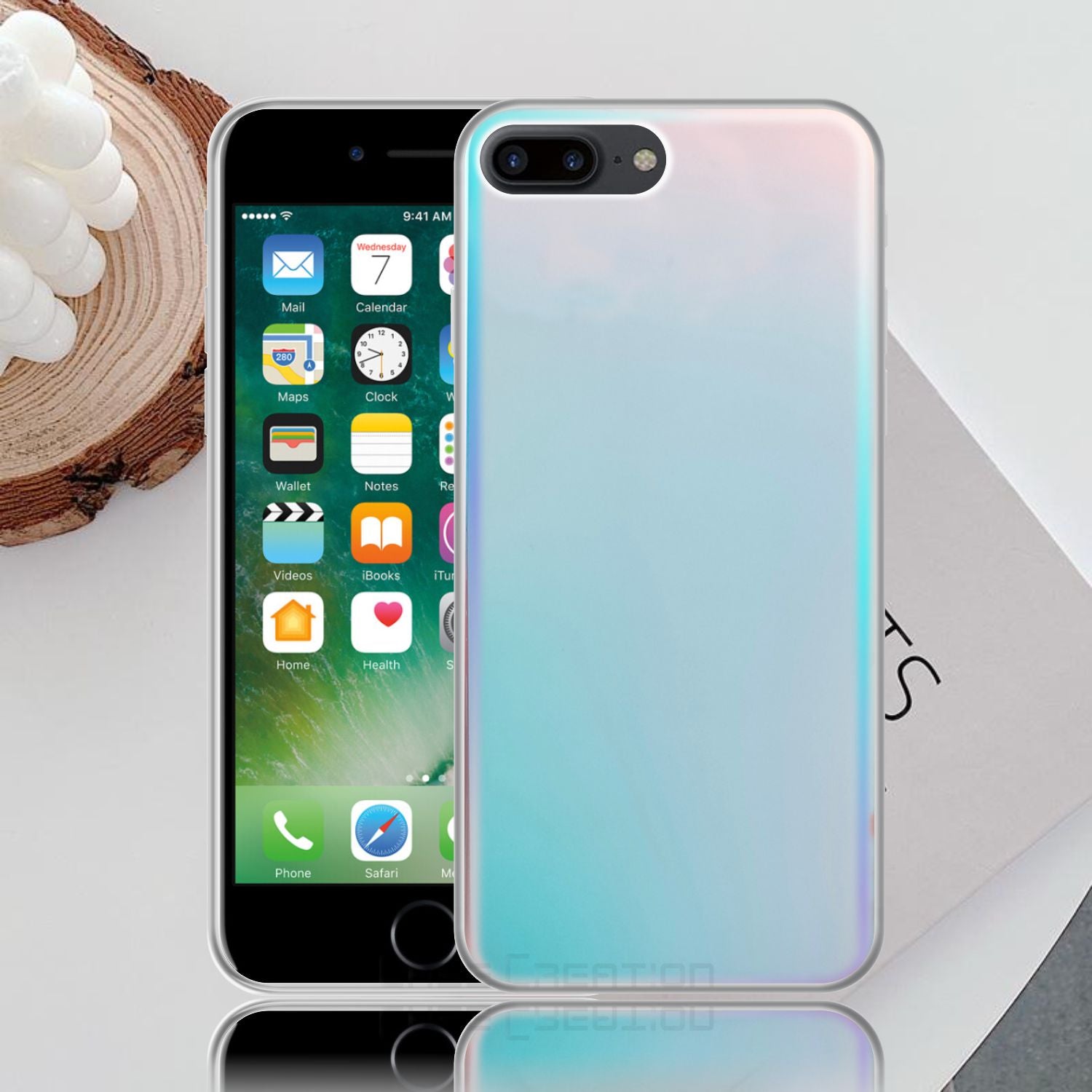 Holographic Clear Super Slim Apple 3D Color Changing Fashion Cool Reflective Hard Back Cover