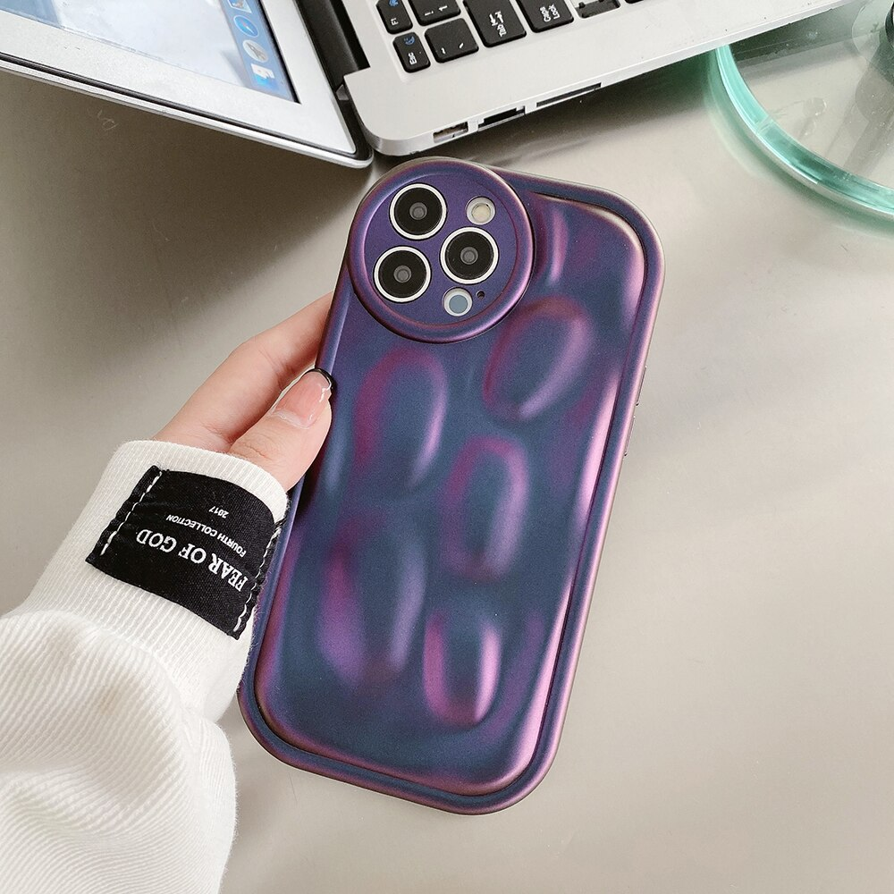 3D Meteorite Texture Stone Water Fluted Design Kawaii Case