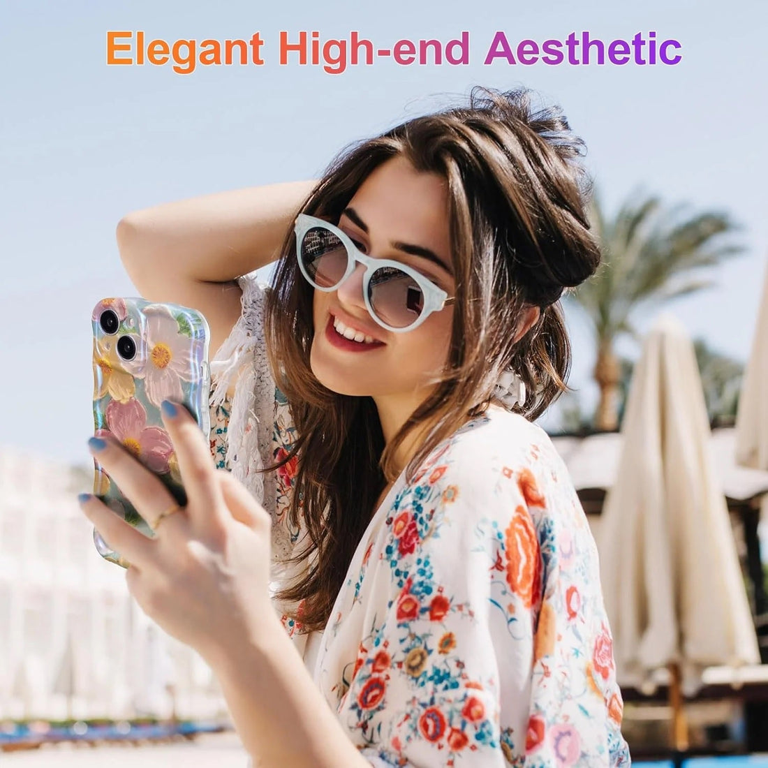 Butterfly Colorful Retro Oil Blue Ray Reflection Ink Painting Flower Floral Design Glitter Case