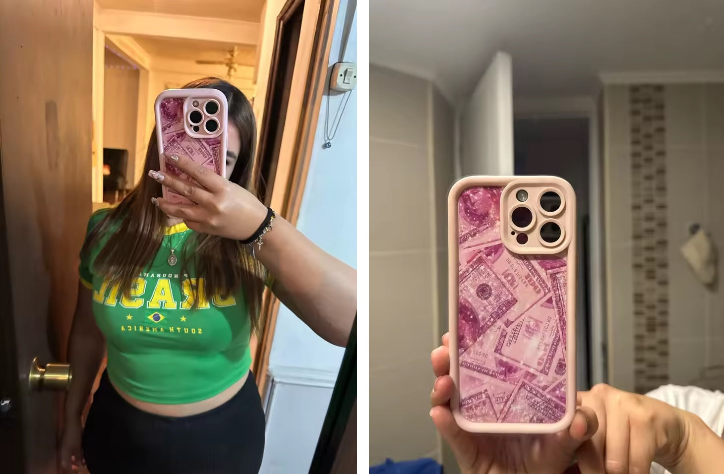 3D Cute Hot Money Dollar Pastel Pink Glittery Banknote Design  Aesthetic Case