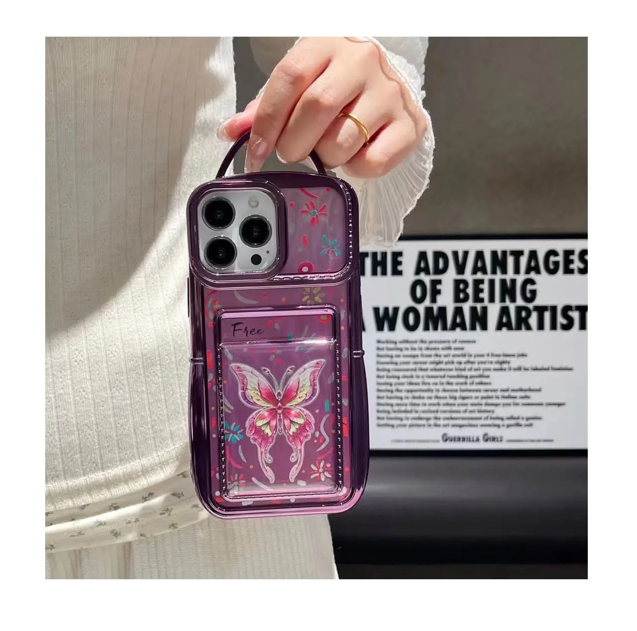 Luxury Plating Fashion Clear Backpack Wallet Photo Card Slot Electroplated Phone Bag Style Case