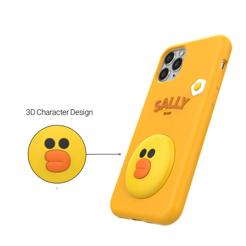 3D Cartoon Line Friends Sally Cute Soft Silicone Grip Pop with Holder Yellow Case