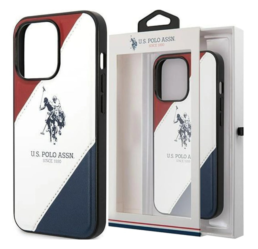 U.S. Polo Assn Double Horse Embossed Logo Protective PU Leather Tricolor Case