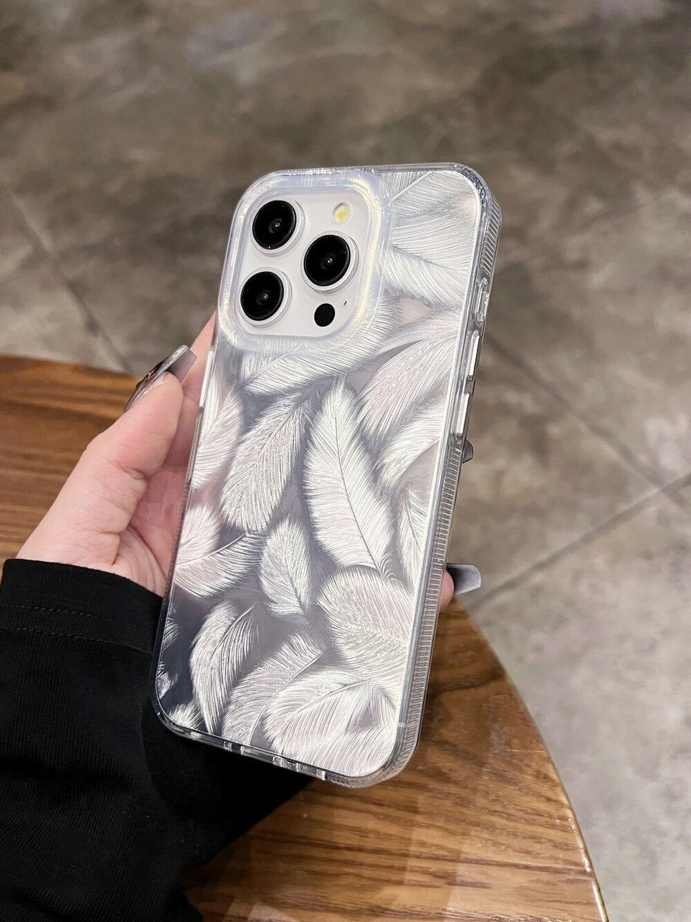 Bling Glitter Colorful Dream Feather Art Laser Gradient Luxe Holographic Leaf Sparkling Cover