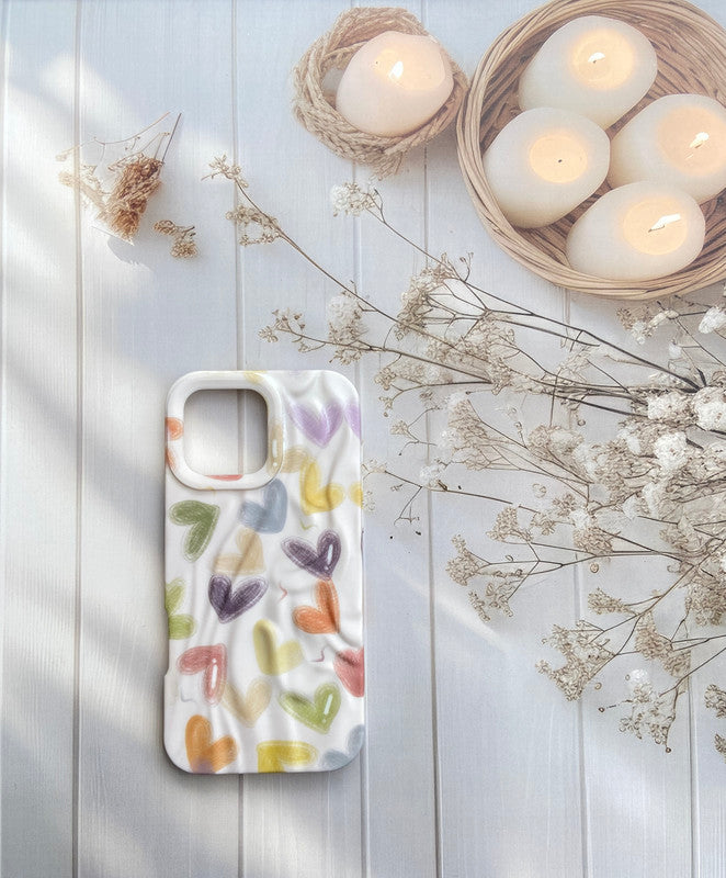 3D Colorful Vibrant Doodle Wrinkle Texture Trendy Retro Cute Girly Sexy Artistic Stylish Design Aesthetic Case