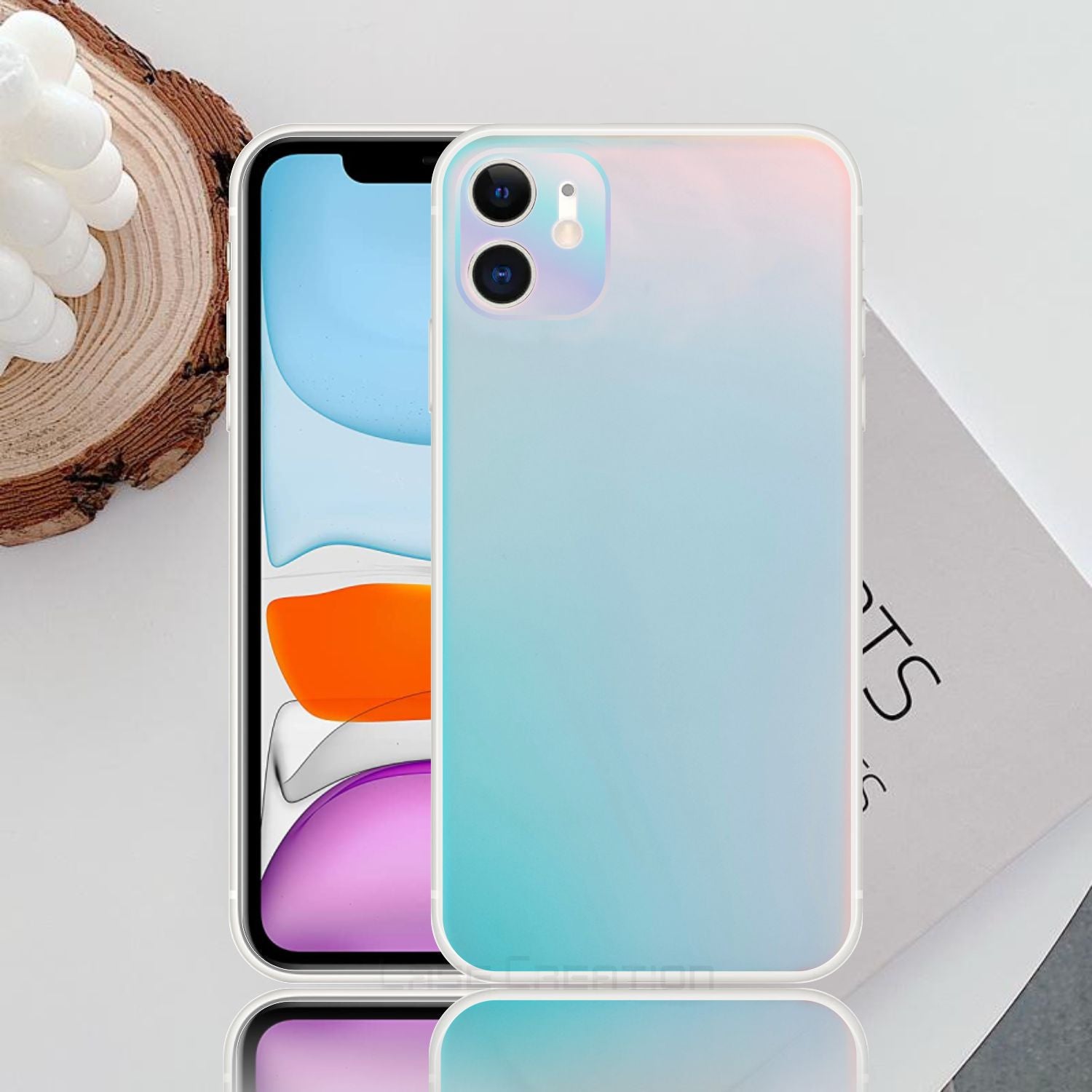 Holographic Clear Super Slim Apple 3D Color Changing Fashion Cool Reflective Hard Back Cover