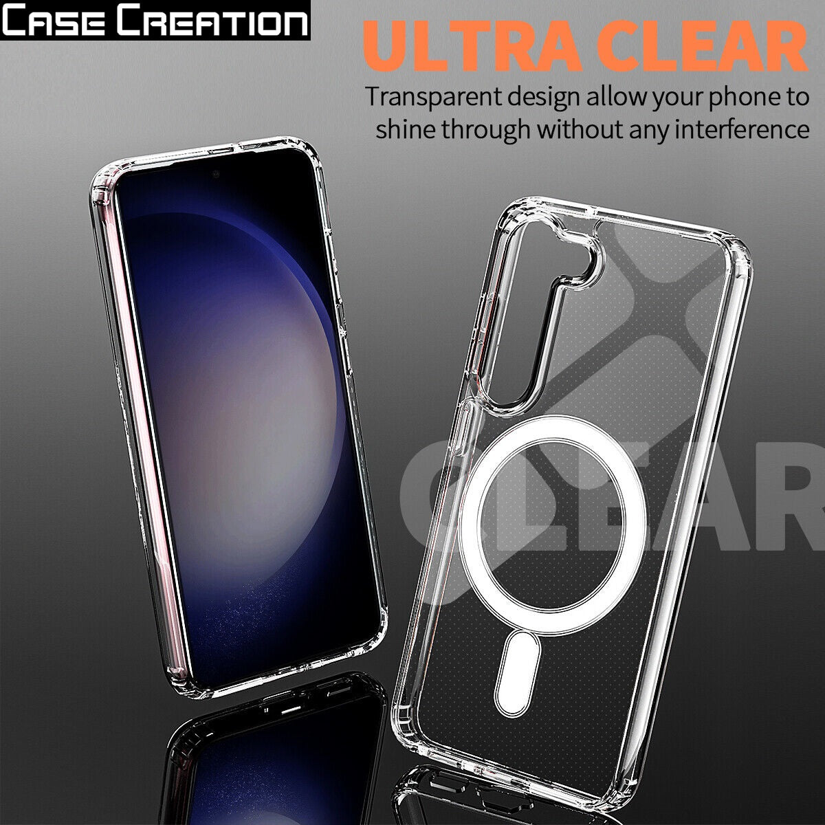 Magnetic MagSafe Samsung Transparent Clear TPU Case Supports Fast Wireless Charging