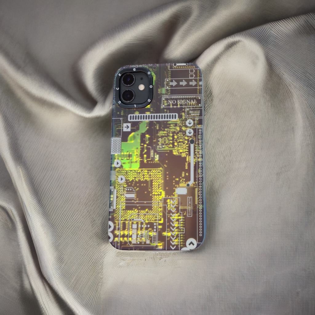 Techno Art AI Future Electric Circuit Retro IMD Chip Digital Mother Board Holographic Cover