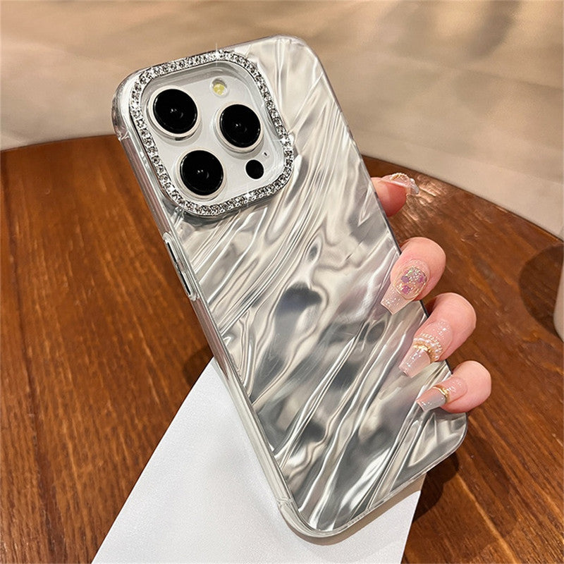 3D Hot Diamond Ring Full 360 Camera Lens Protection Laser Cut Water Ripple Mirror Glitter Colorful Hard Mobile Cover for iPhone 13 Pro Max