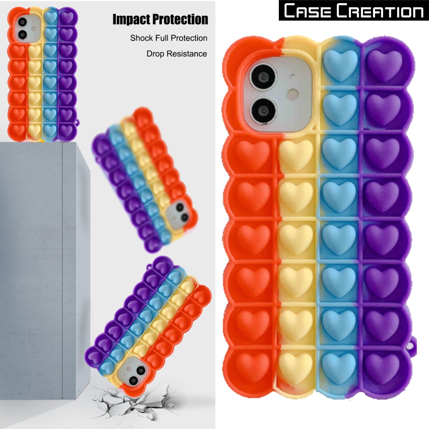 Push Pop Heart Love Bubble Fidget Toys Game Stress Relief case