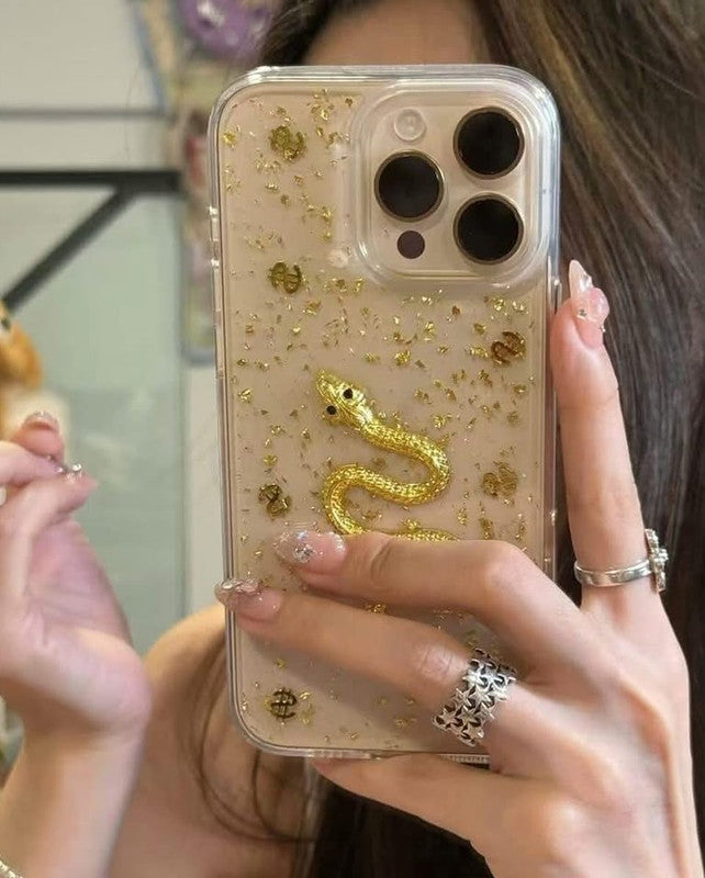 3D Luxury Snake Dollar Resin Translucent Cute Hard Epoxy Shimmer Art Sparkle Princess Phone Case