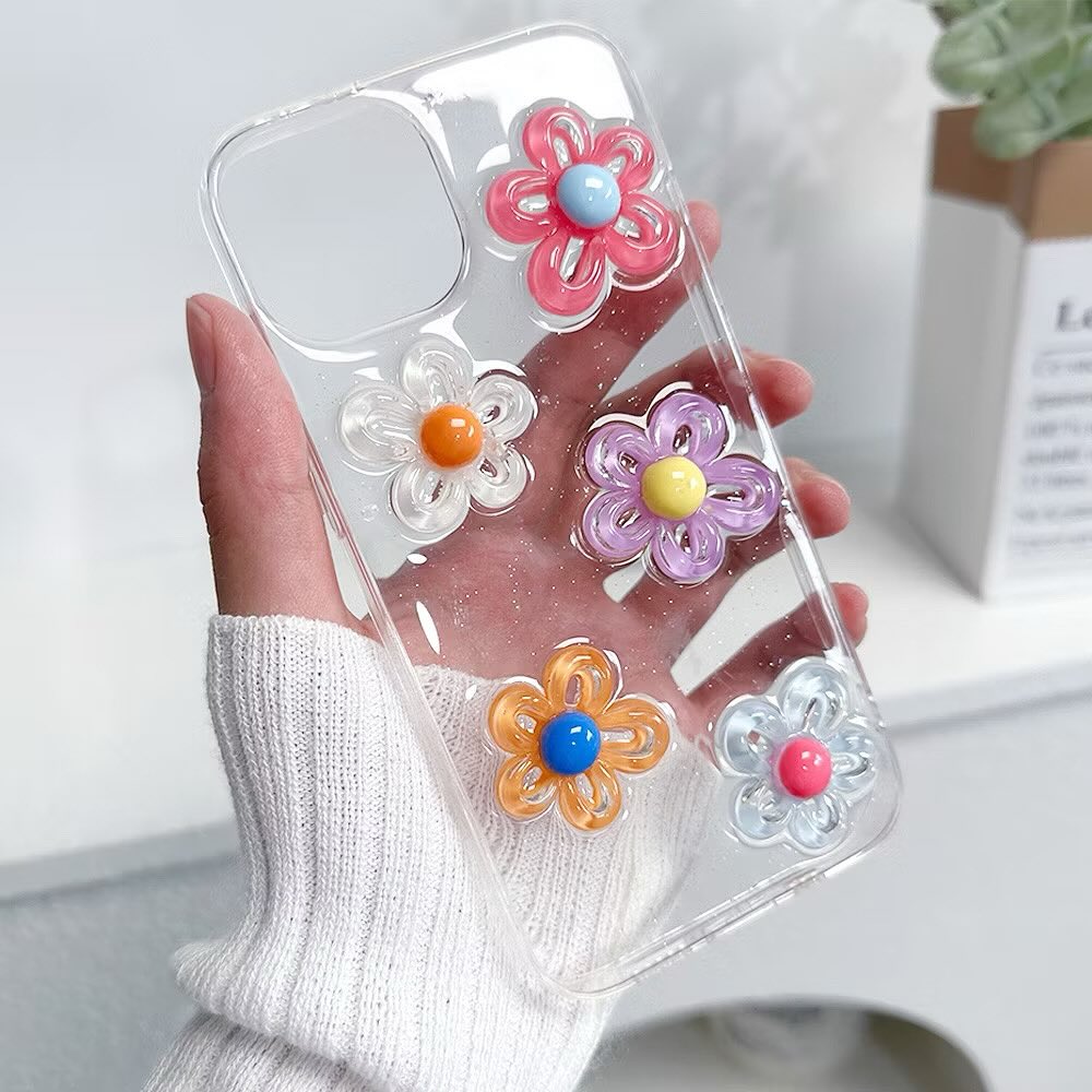 Luxury Translucent Floral Pastel Flower Resin Phone Case