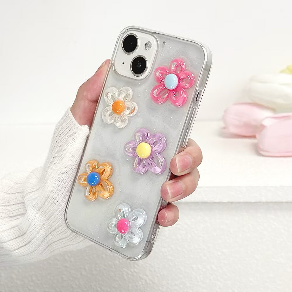 Luxury Translucent Floral Pastel Flower Resin Phone Case
