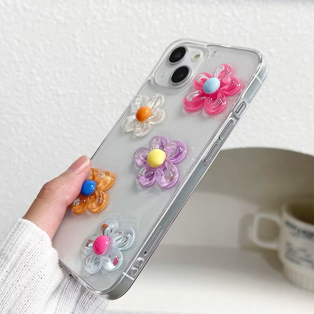 Luxury Translucent Floral Pastel Flower Resin Phone Case