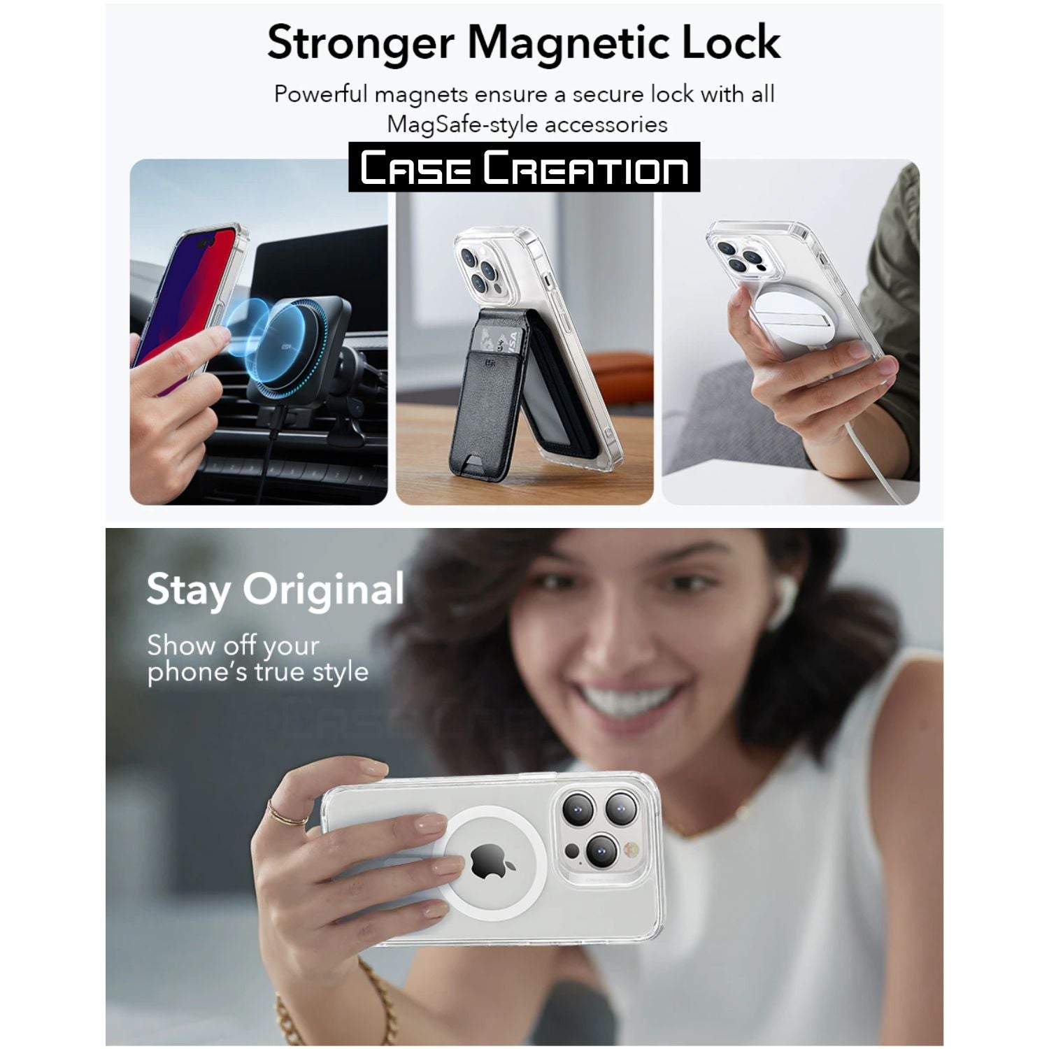 Magnetic MagSafe Transparent Clear TPU Case Supports Fast Wireless Charging