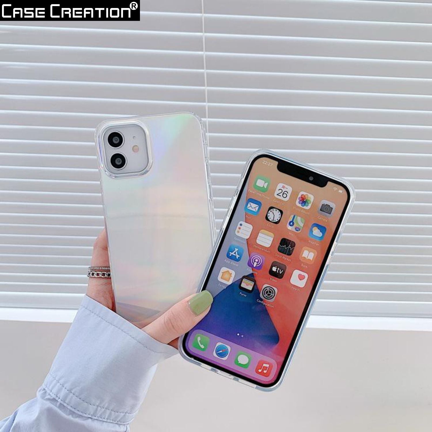 Holographic Clear Super Slim Apple 3D Color Changing Fashion Cool Reflective Hard Back Cover