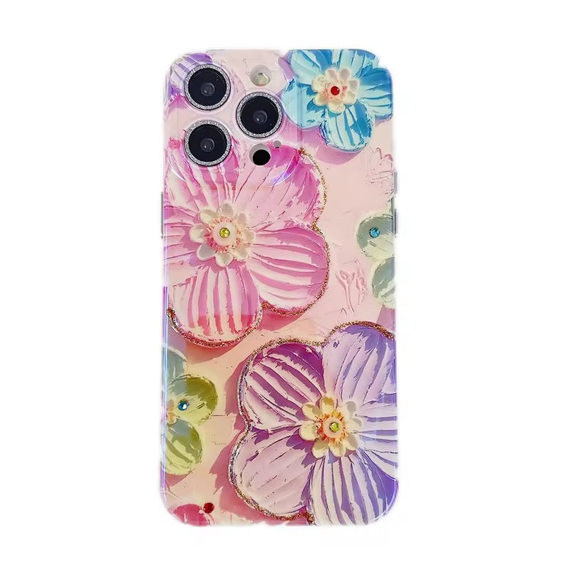 Butterfly Colorful Retro Oil Ink Painting Flower Floral Design Trendy Case