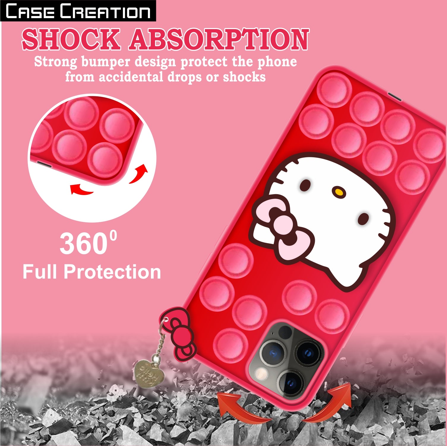 Push Pop Hello Kitty Cat Love Bubble Fidget Toys Game Stress Relief case