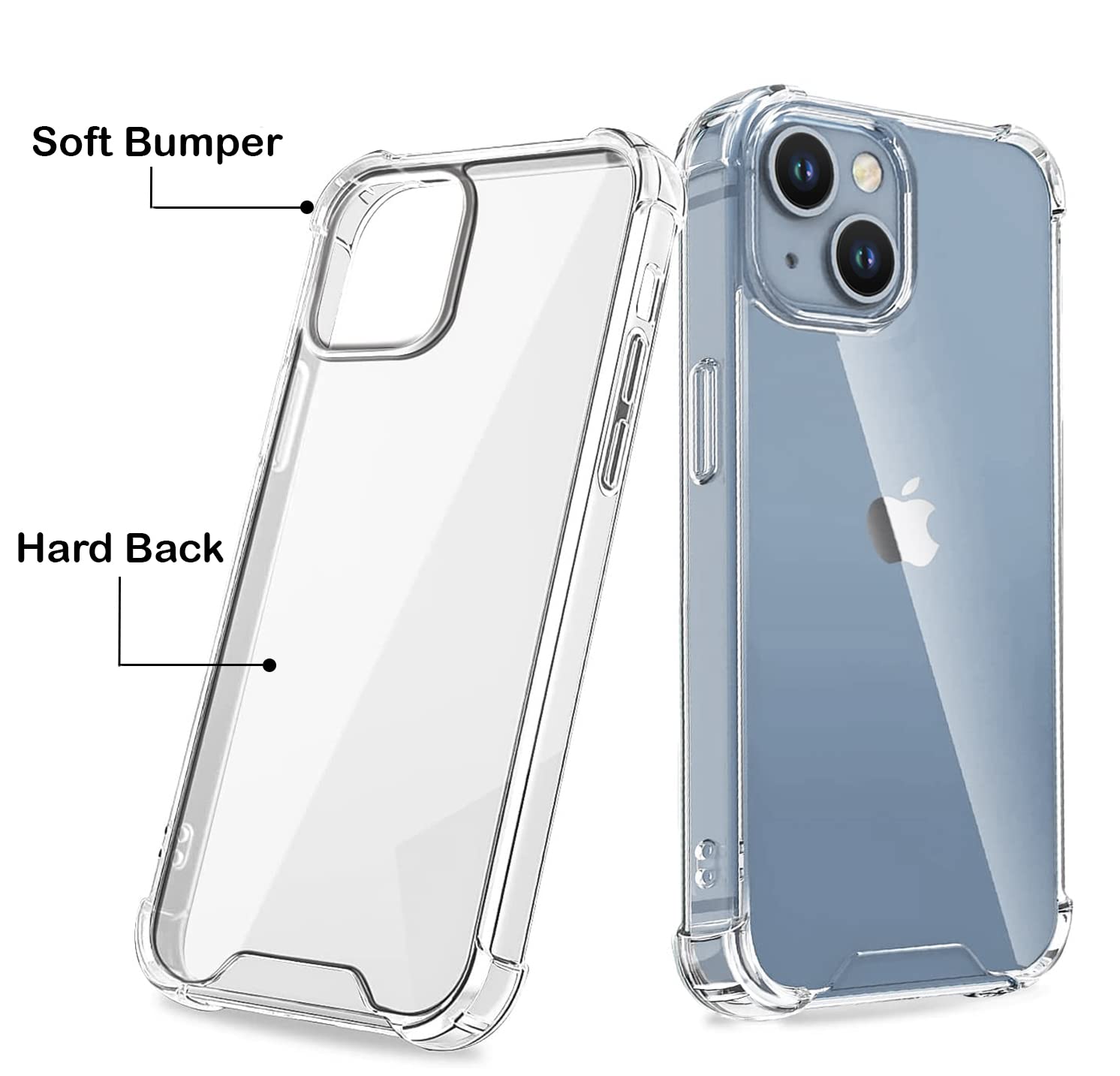 Hard Transparent Clear Strong TPU iPhone Case + Tough Polycarbonate Crystal HD Clear